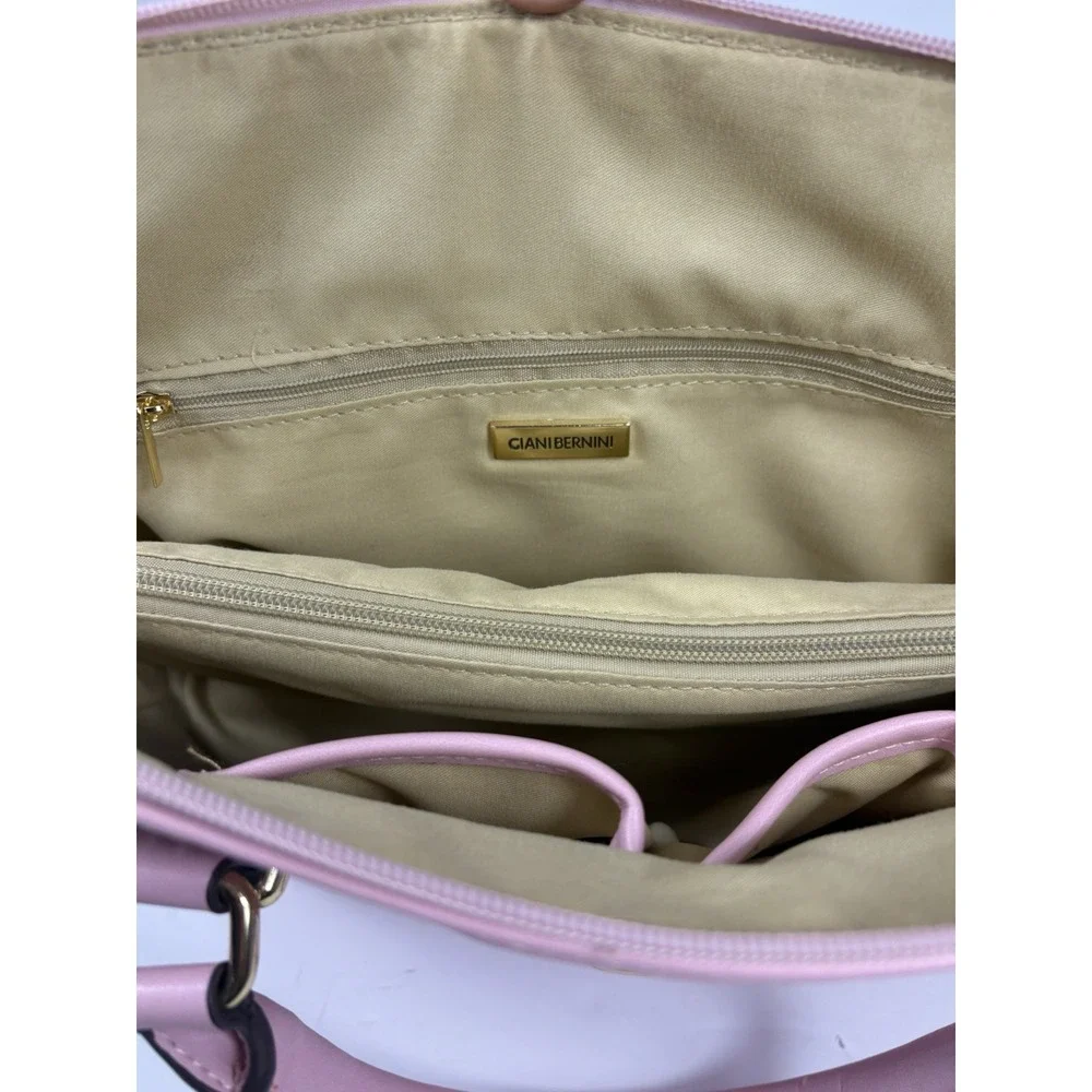Giani Bernini Pink Signature Debossed Dome Satchel Hand Purse And Shoulder Strap